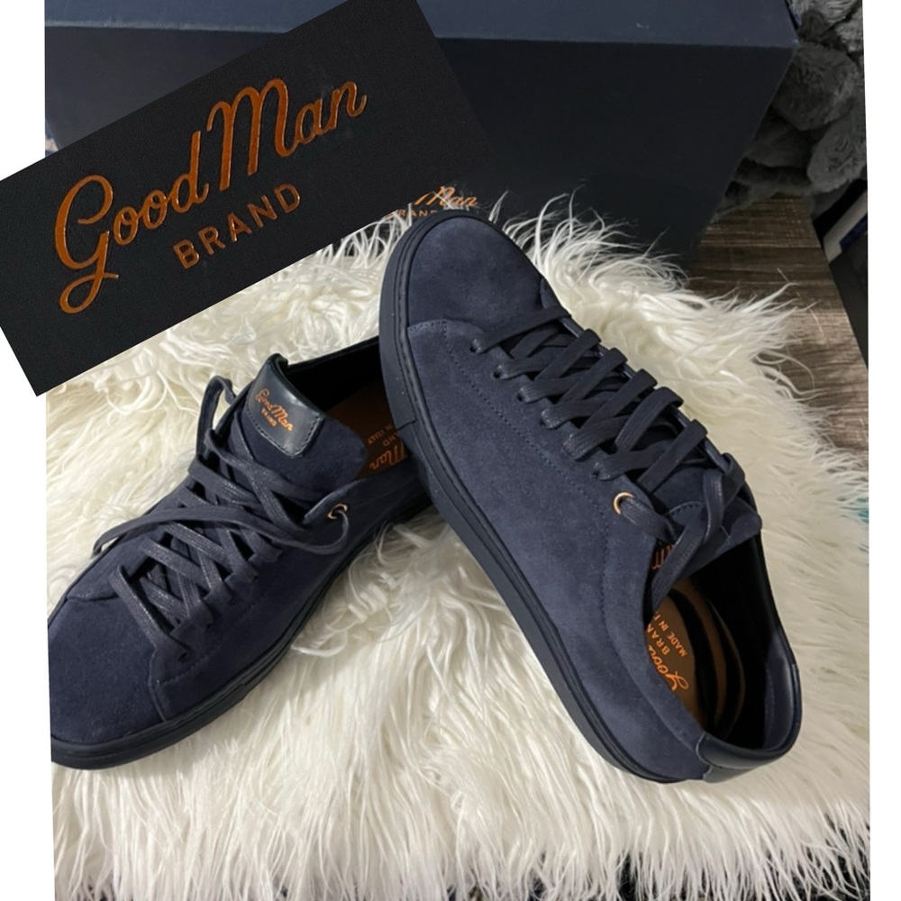 Good Man Brand® Men's Edge Sneaker Italian Suede in Blue 7.5